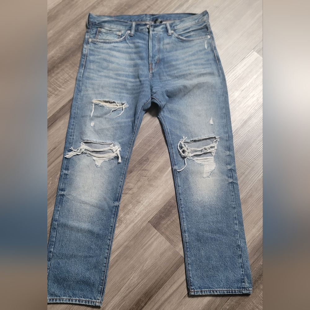 Mens H&M Blue Ripped Jeans 36x32